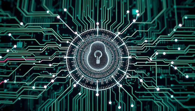 A graphic illustrating different layers of cybersecurity protection, like firewalls, intrusion detection systems, and data encryption, with the text