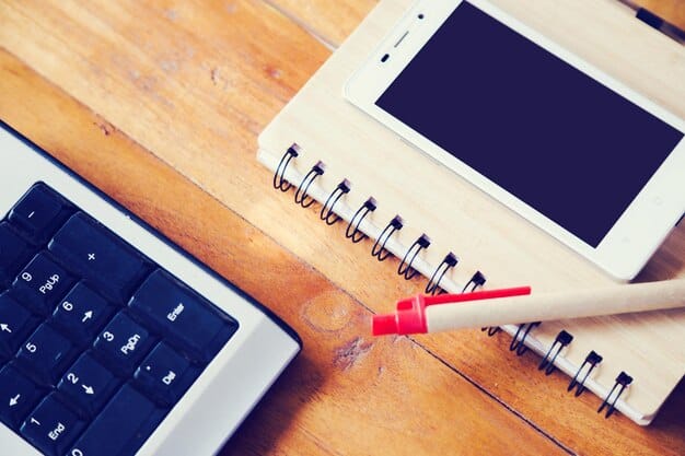 A close-up of a calculator showing calculations related to 401(k) contributions, with pens and sticky notes nearby, emphasizing financial planning.