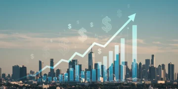 Growth chart showing a 2% GDP increase for 2025, symbolizing economic expansion and investment opportunities.