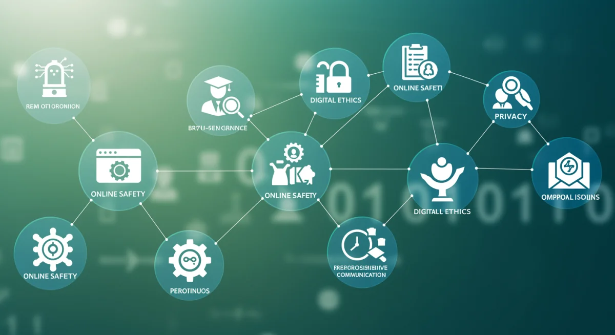 Diagram illustrating key components of digital citizenship for students