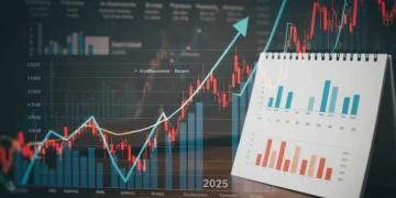 Chart showing projected unemployment rate fluctuations for 2025, with economic indicators.