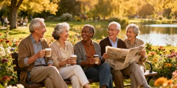 Happy seniors enjoying retirement, symbolizing financial security with annuities