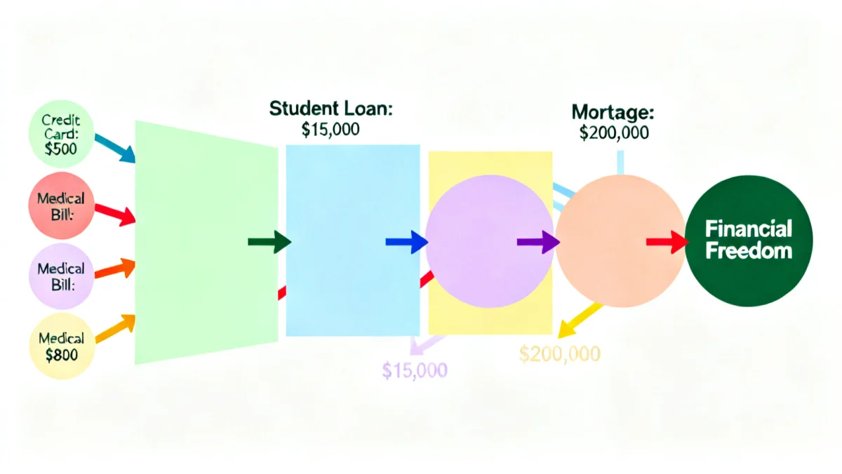 Infographic illustrating debt snowball method for faster repayment.
