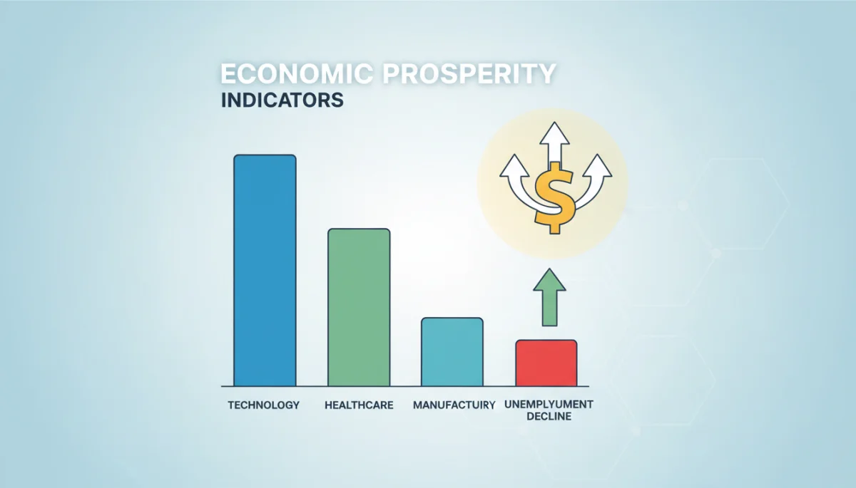 Economic indicators showing job growth and declining unemployment rates in 2026
