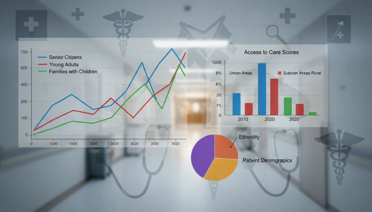 Data visualization showing healthcare cost and access trends for patient groups.