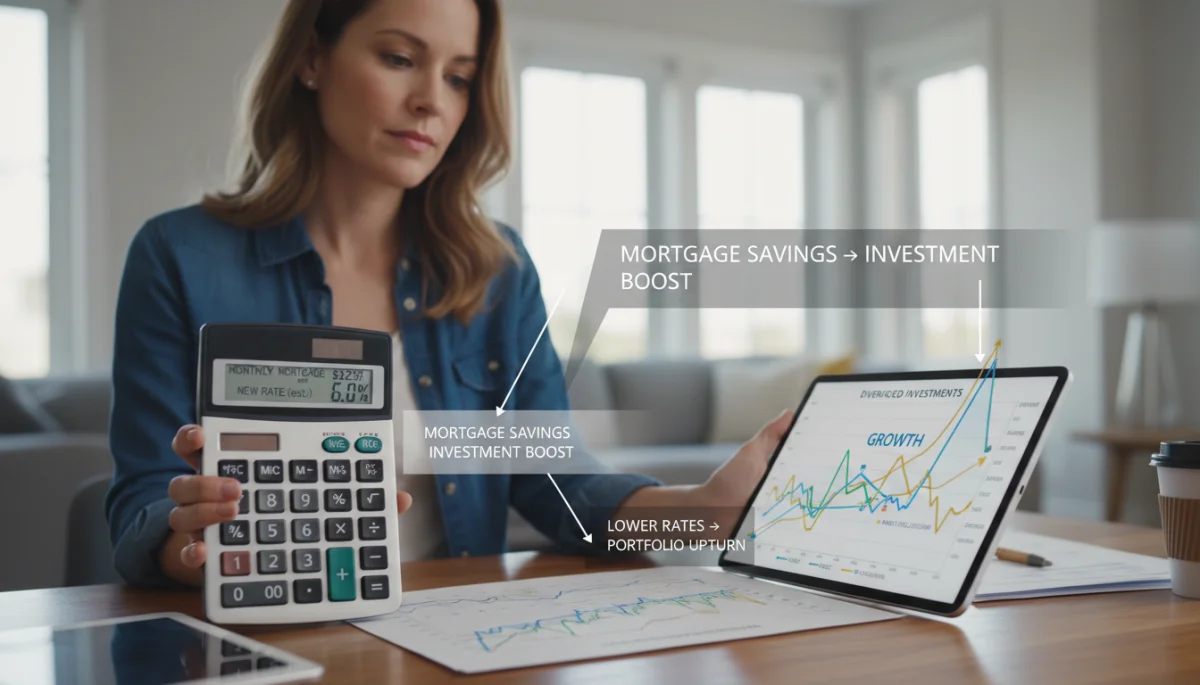 Mortgage payment calculation and investment portfolio chart