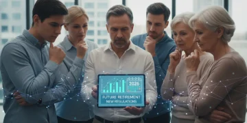 Diverse individuals planning retirement with digital tools and SECURE 2.0 regulations.