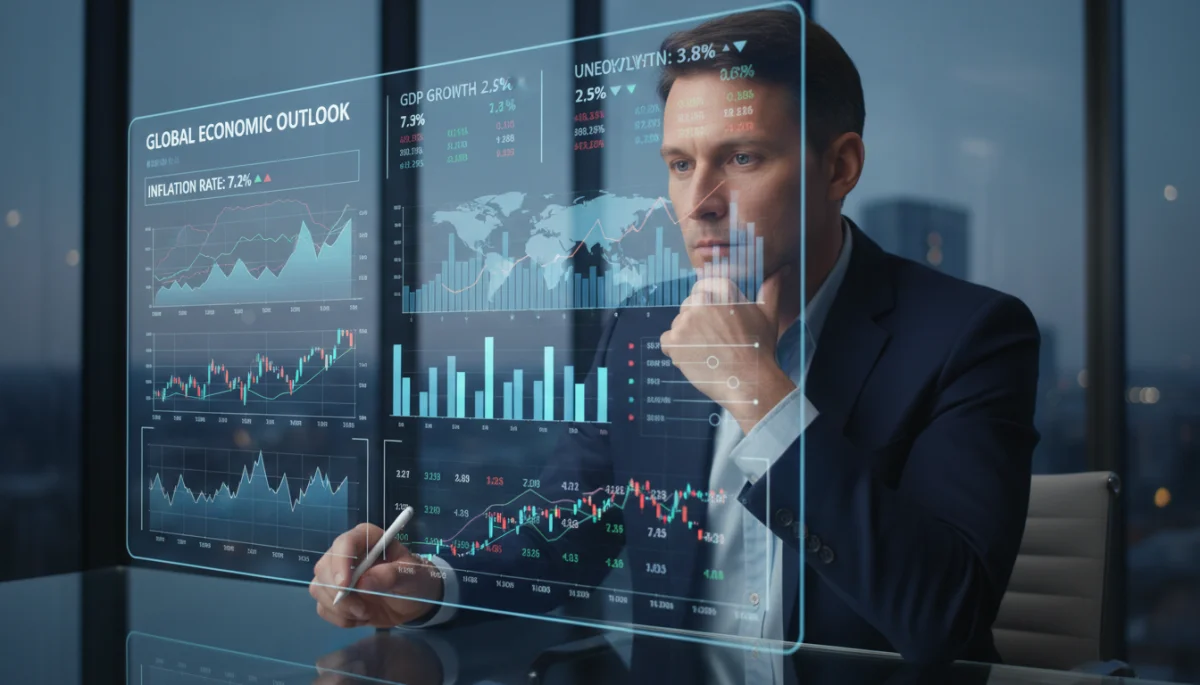Person analyzing financial charts on a screen, focusing on economic data and inflation trends.